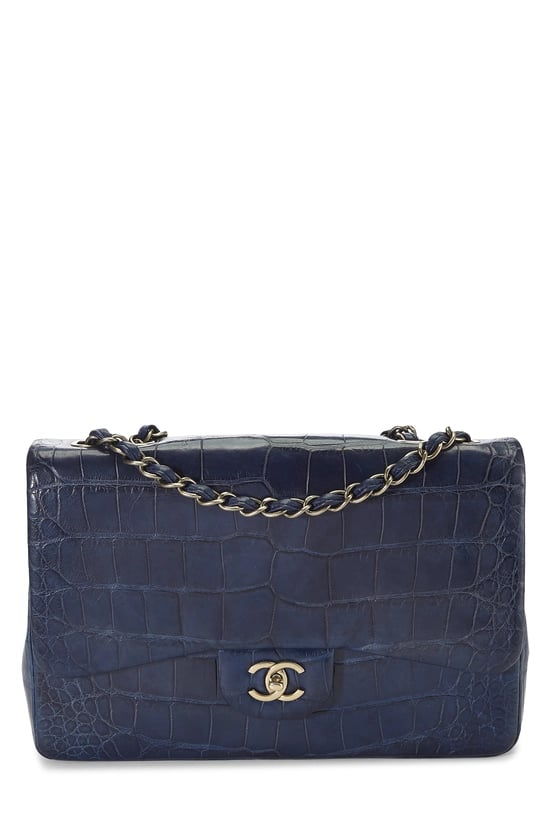 Navy Alligator Half Flap Jumbo