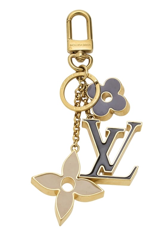 Gold Fleur De Monogram Bag Charm