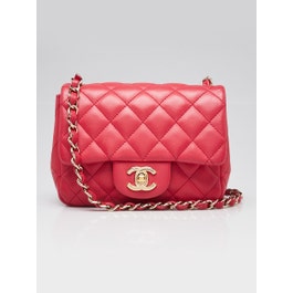 Chanel Chanel Pink Quilted Lambskin Leather Classic Square Mini Flap Bag