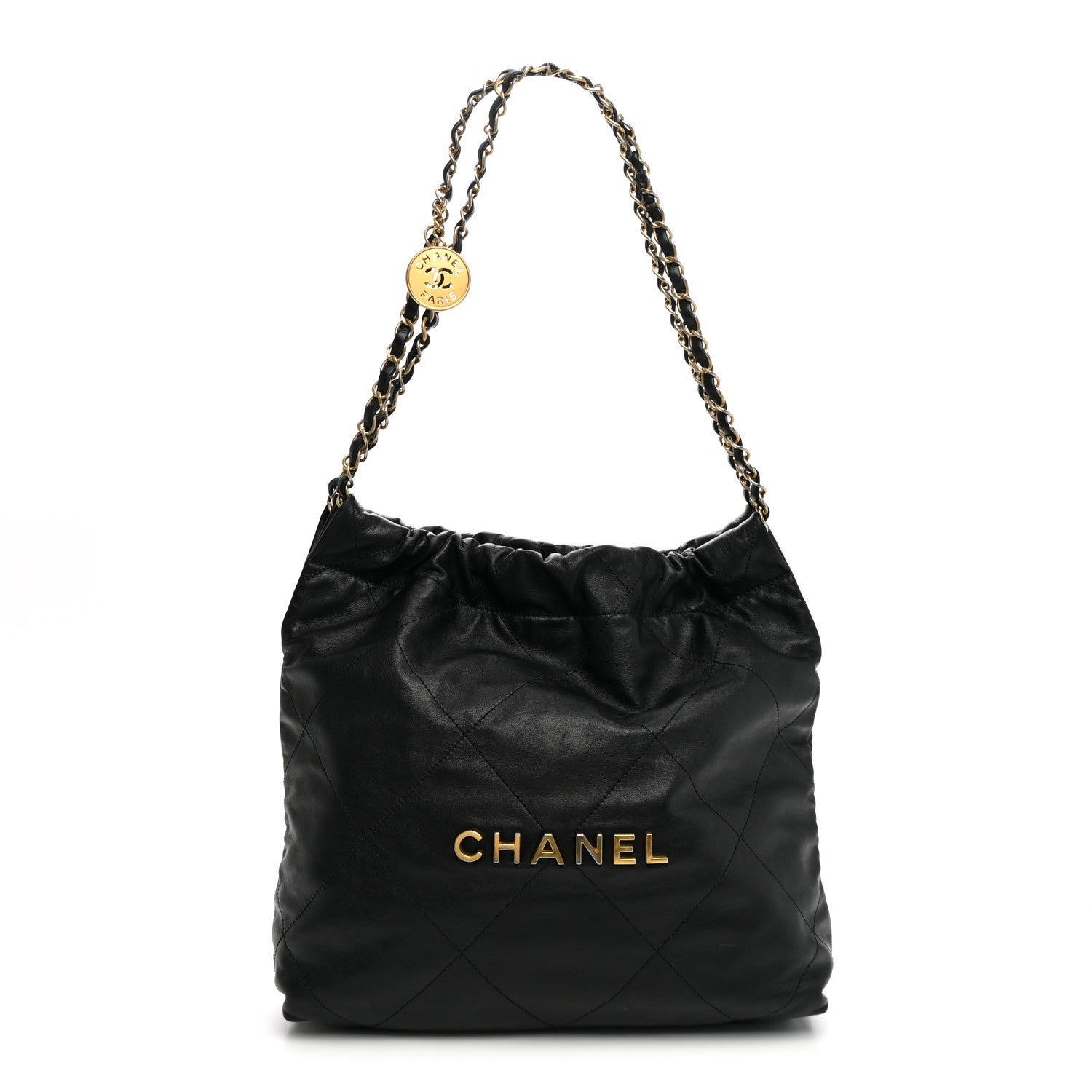 Chanel Shiny Calfskin Quilted Small Chanel 22 Black