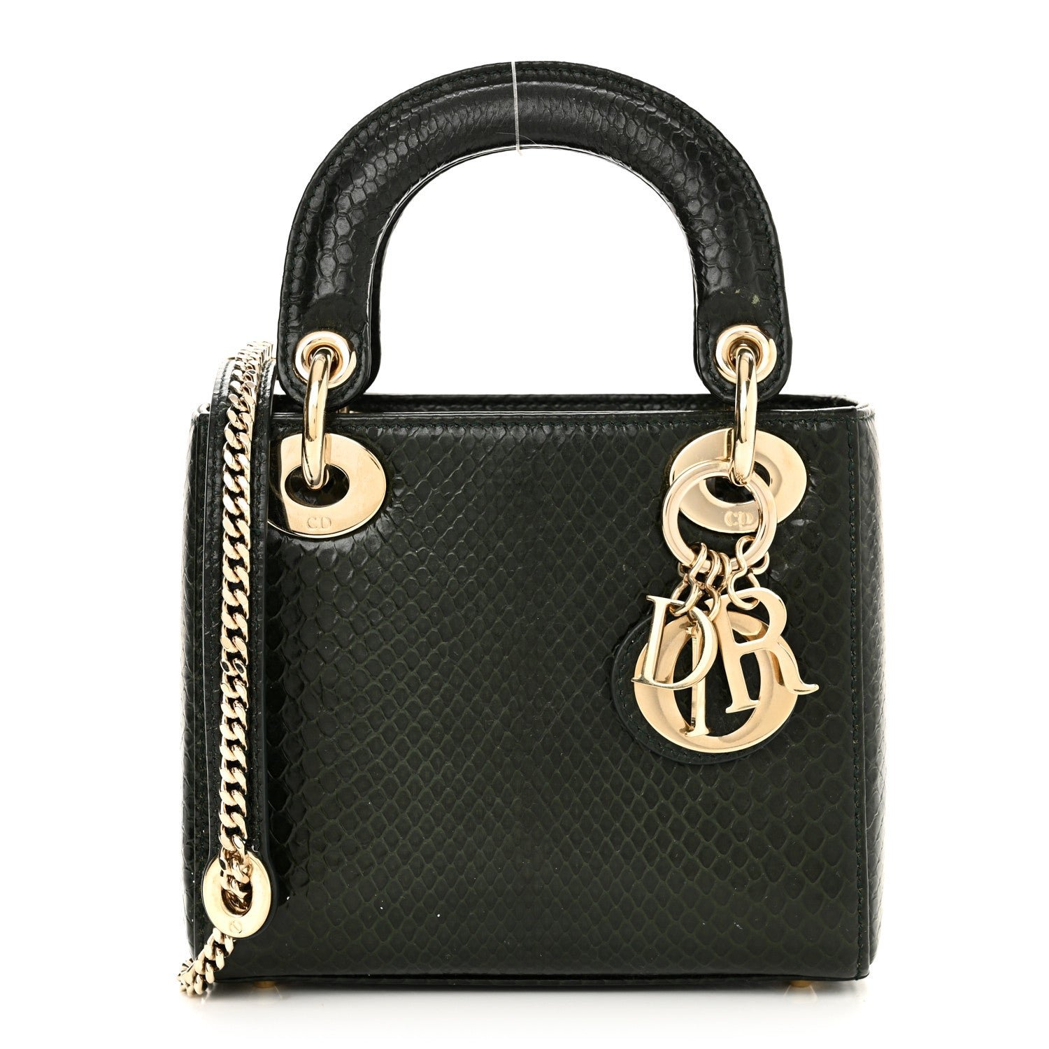 Dior Shiny Snakeskin Mini Lady Dior Emerald Green