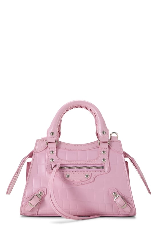 Balenciaga Pink Embossed Leather Neo Classic City Mini