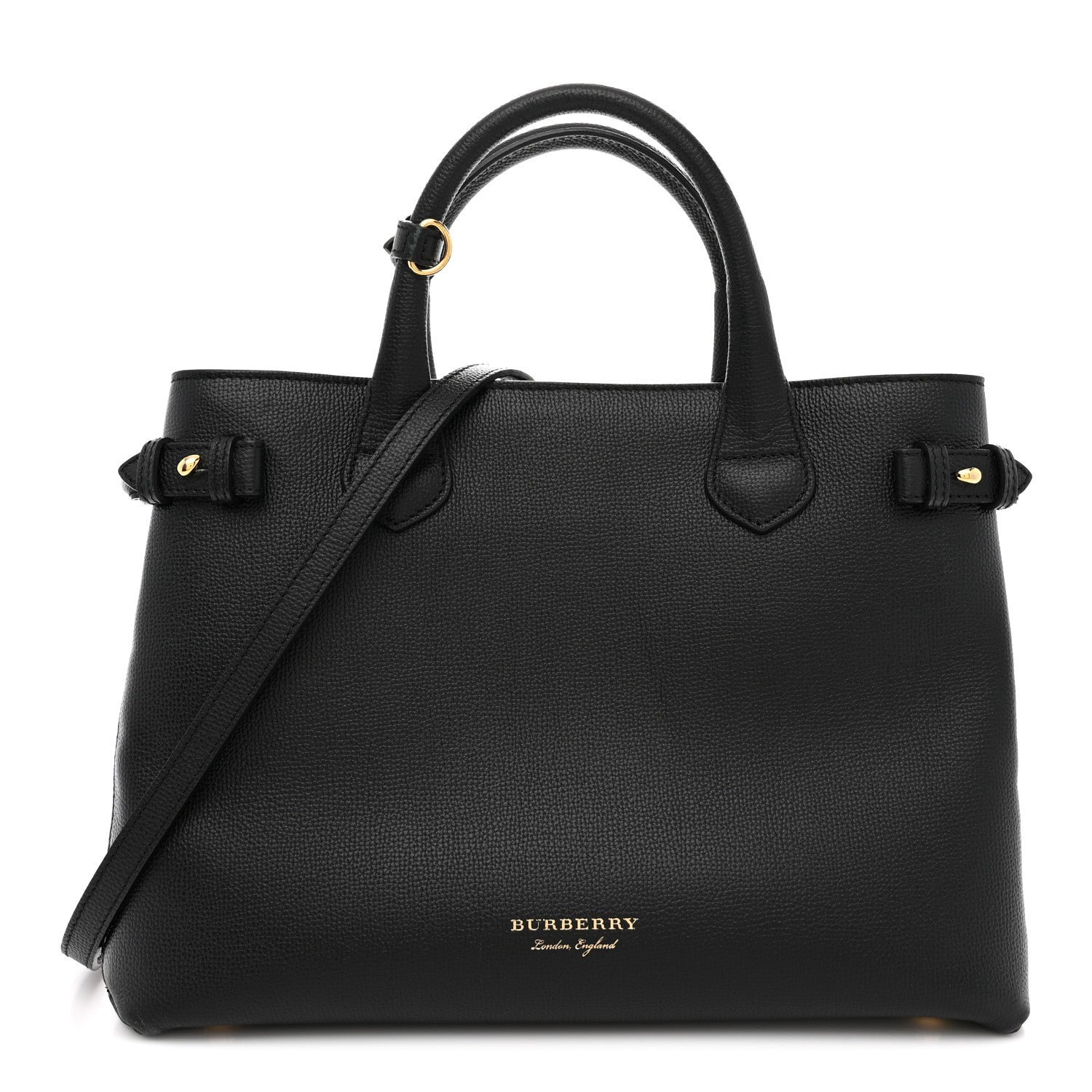 Burberry Derby Calfskin Medium Banner Tote Black