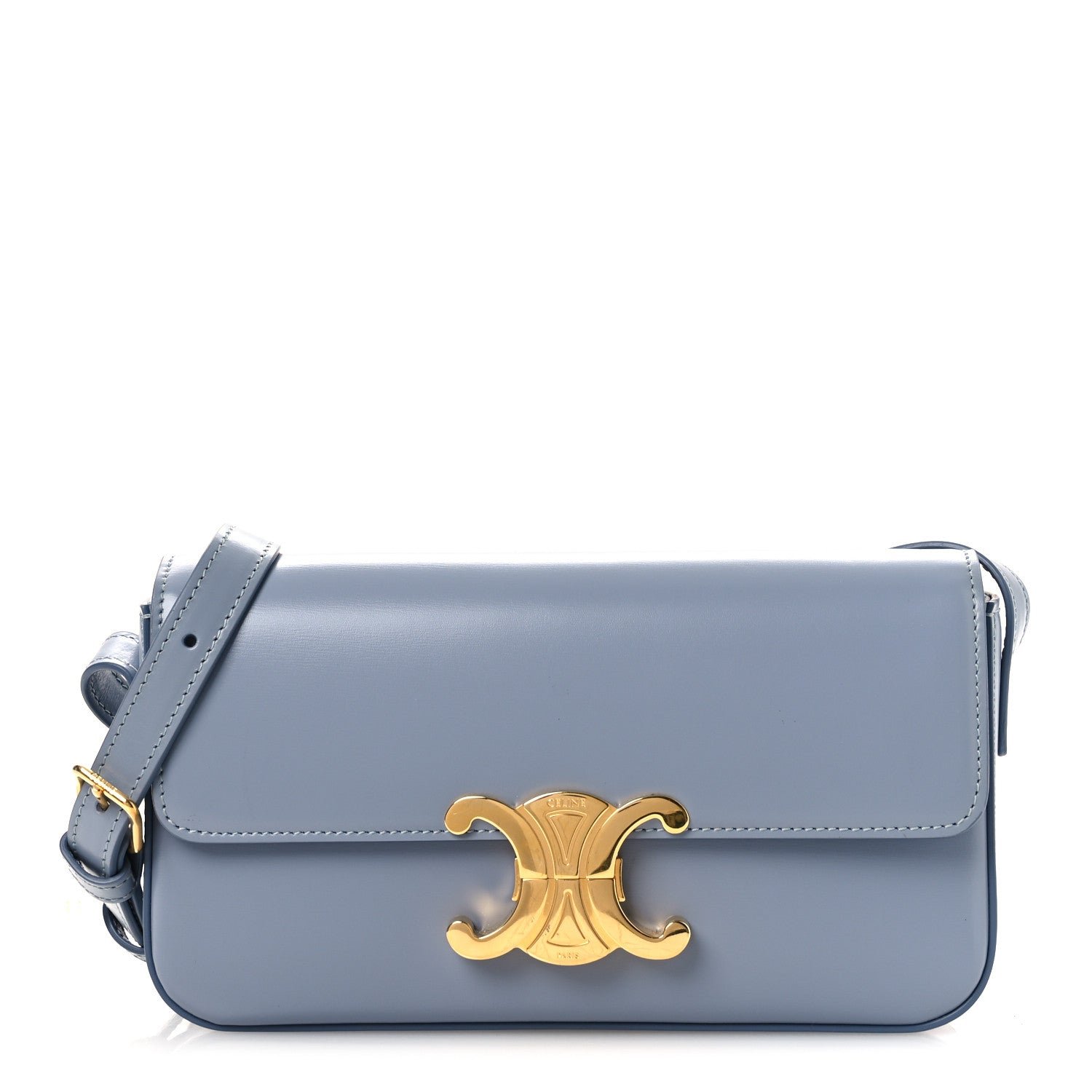 Celine Celine Shiny Calfskin Triomphe Shoulder Bag California Blue