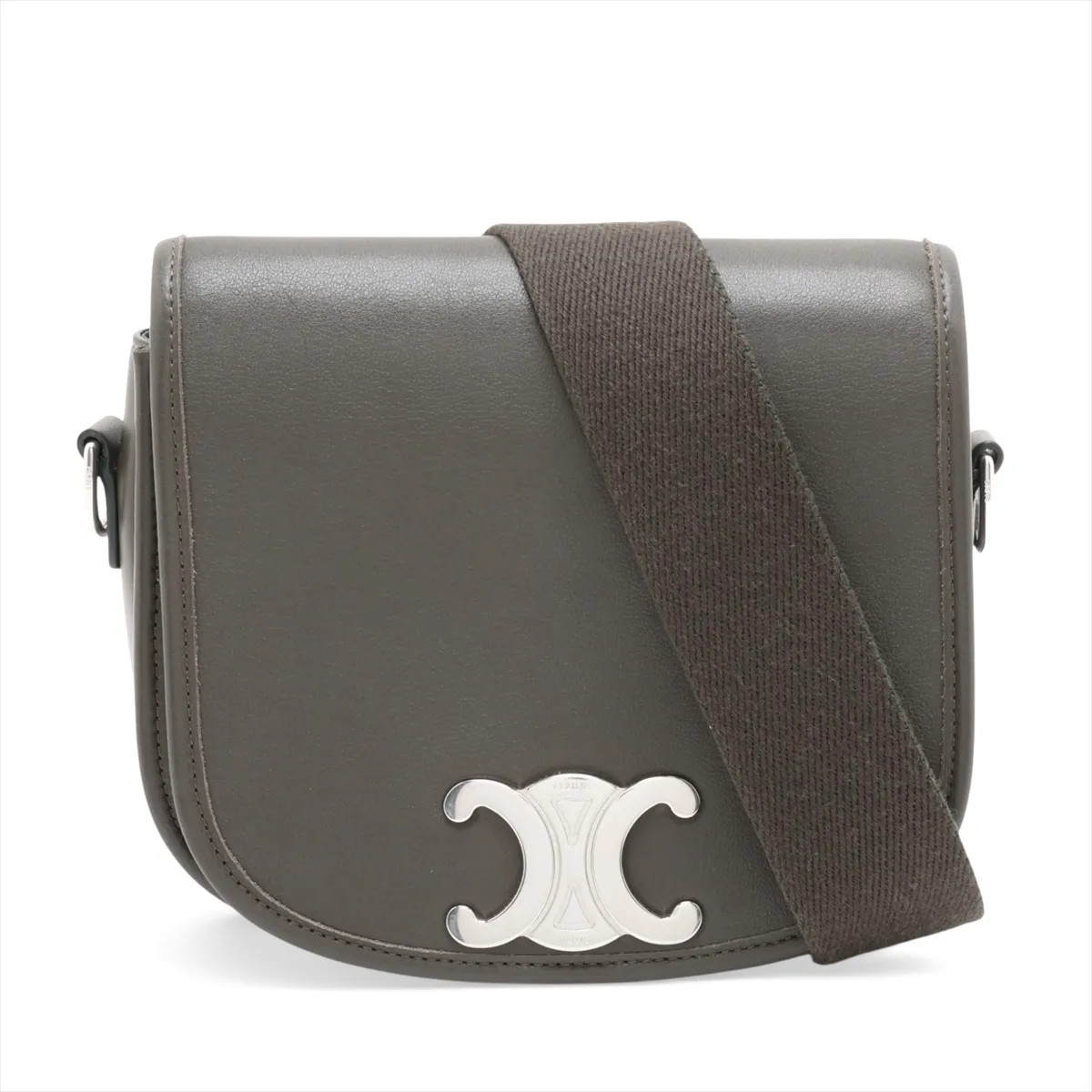 Celine Triomphe Leather Shoulder bag Khaki