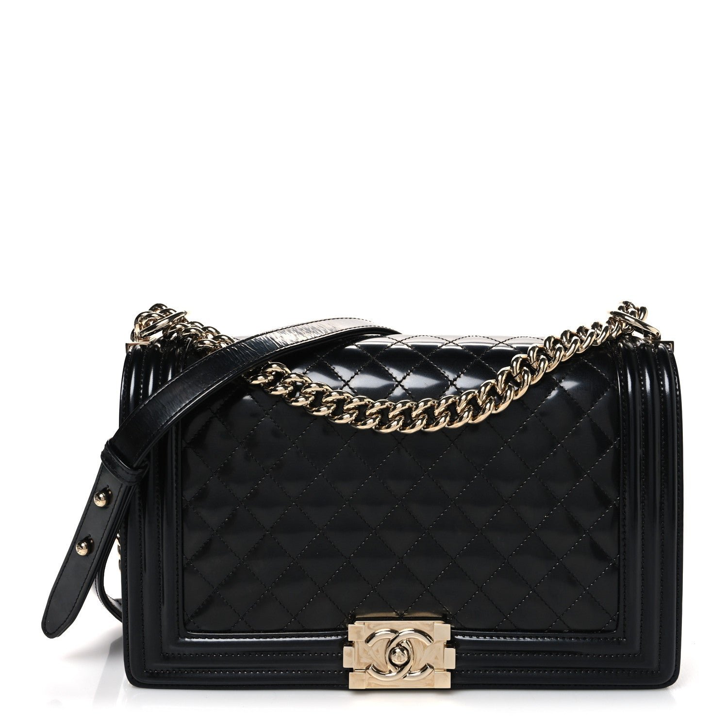 Chanel Iridescent Glazed Calfskin Quilted New Medium Boy Flap Black