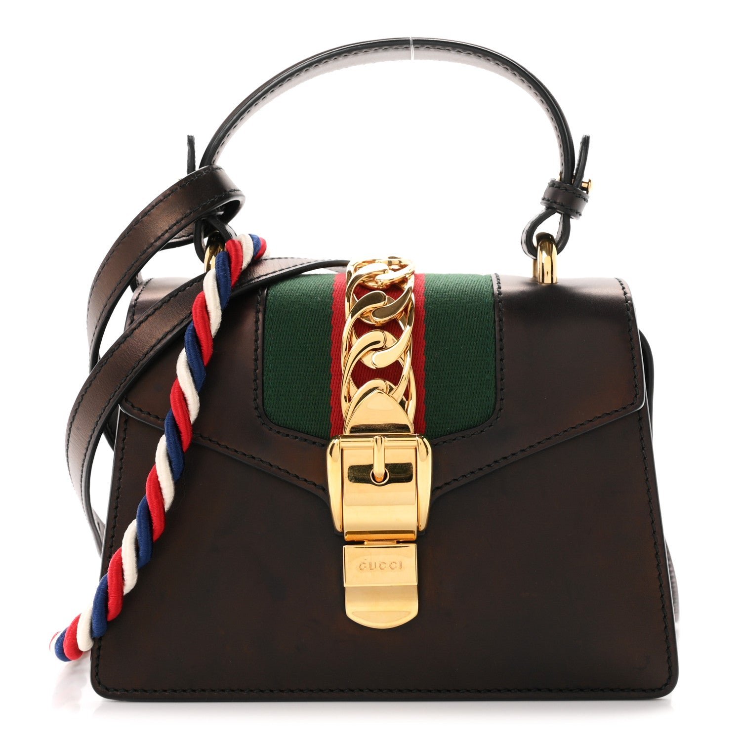 Gucci Calfskin Mini Sylvie Top Handle Bag Black