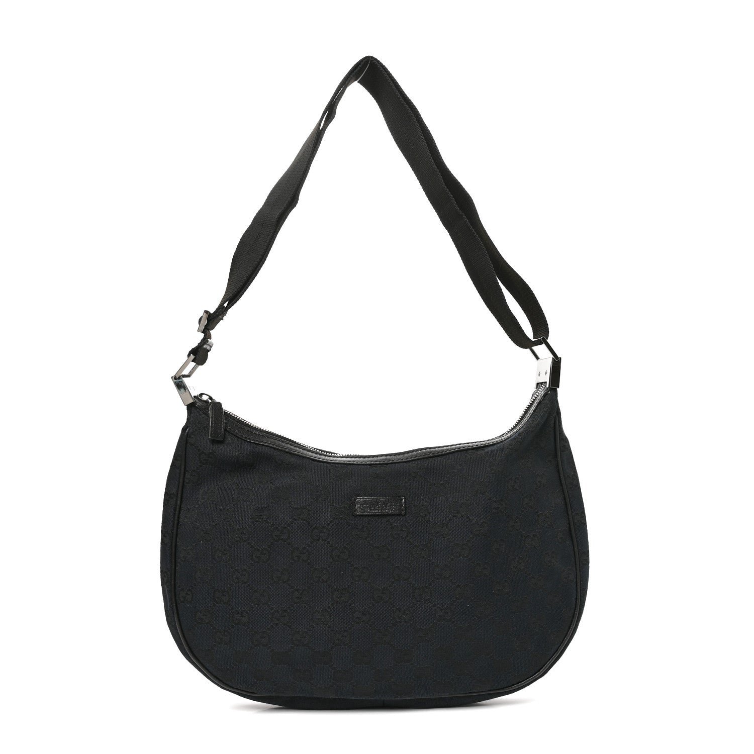 Gucci Monogram Medium Half Moon Hobo Black