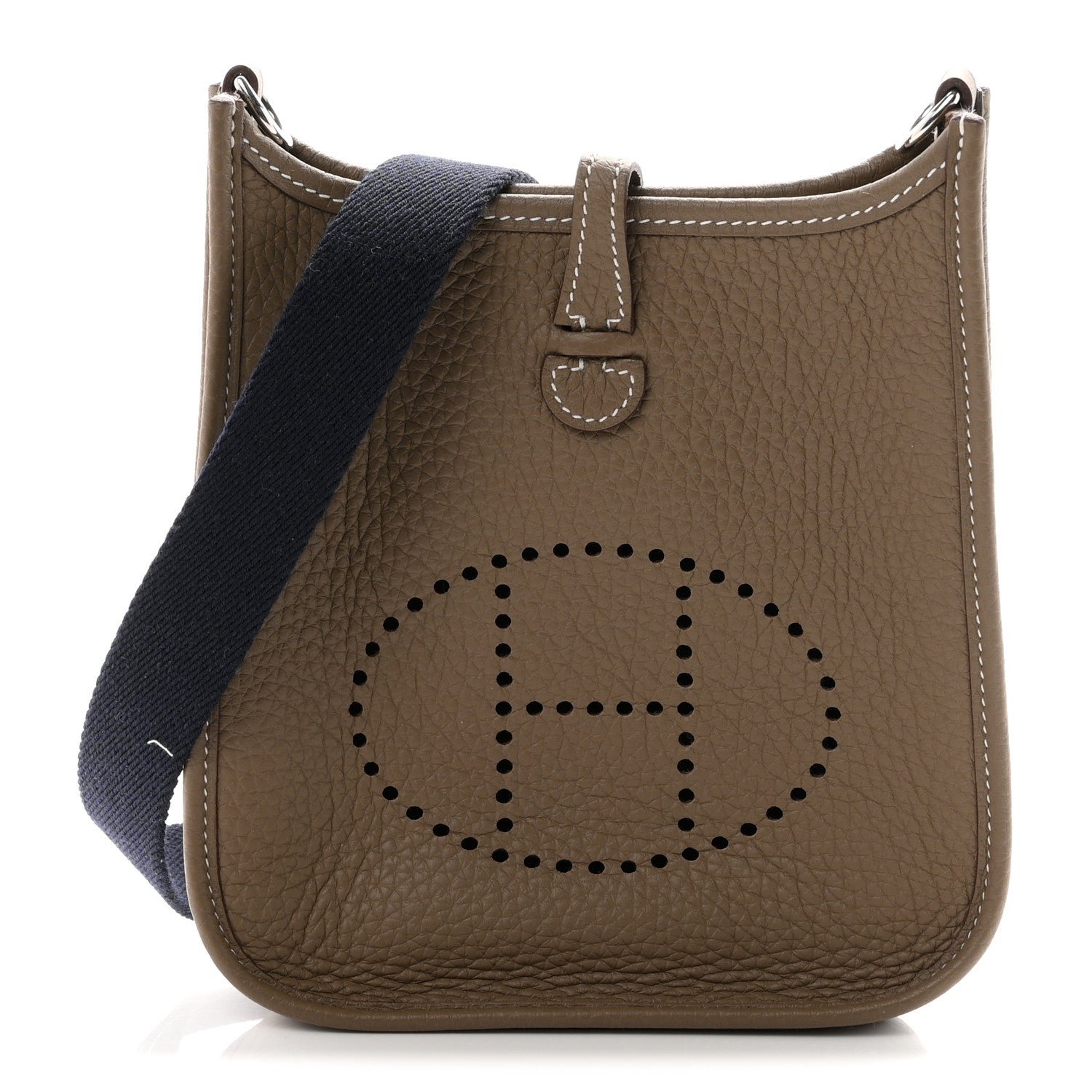 Hermes Taurillon Clemence Evelyne TPM Etoupe Bleu Indigo