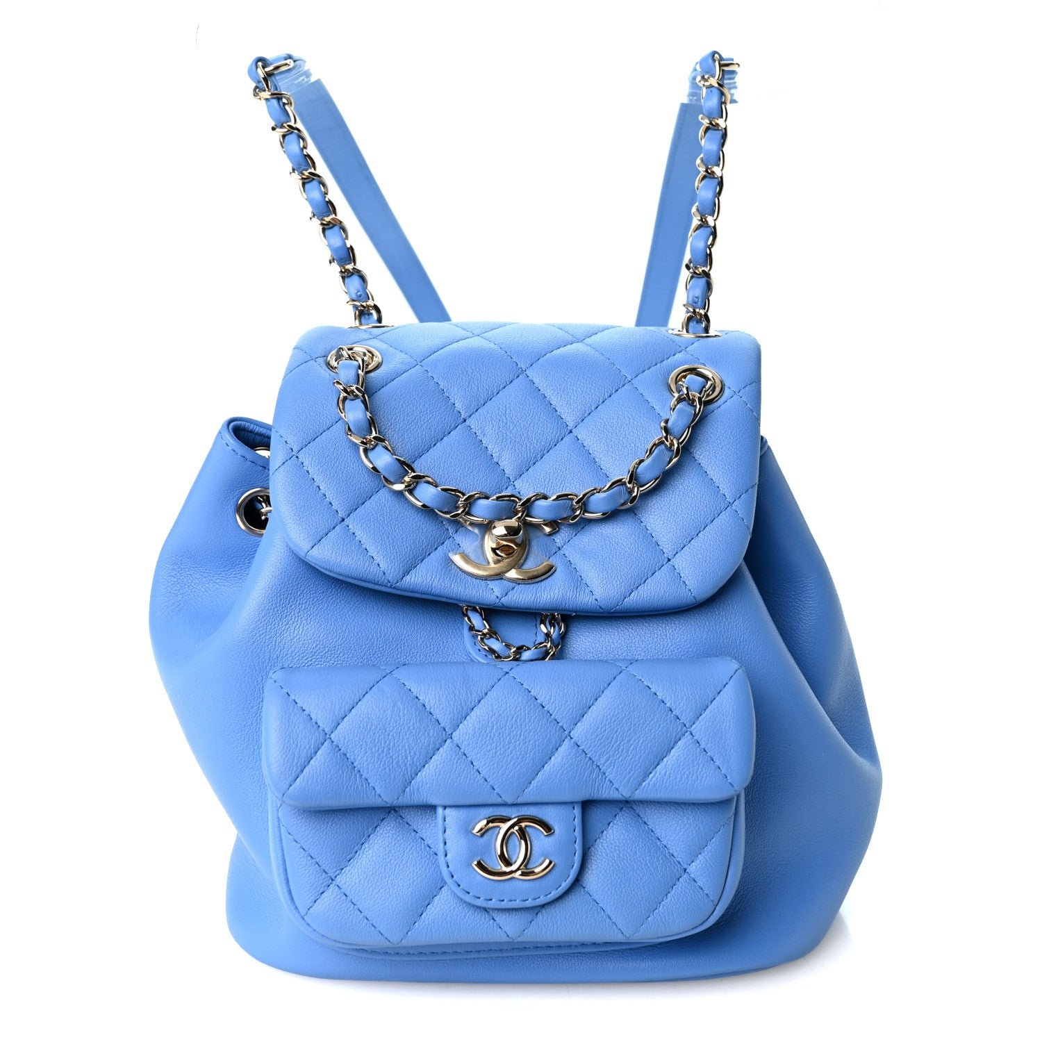 Chanel Lambskin Quilted Small Duma Drawstring Backpack Blue