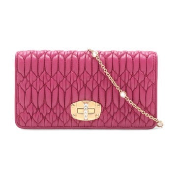 Lambskin Matelassé Crystal Chain Shoulder Bag