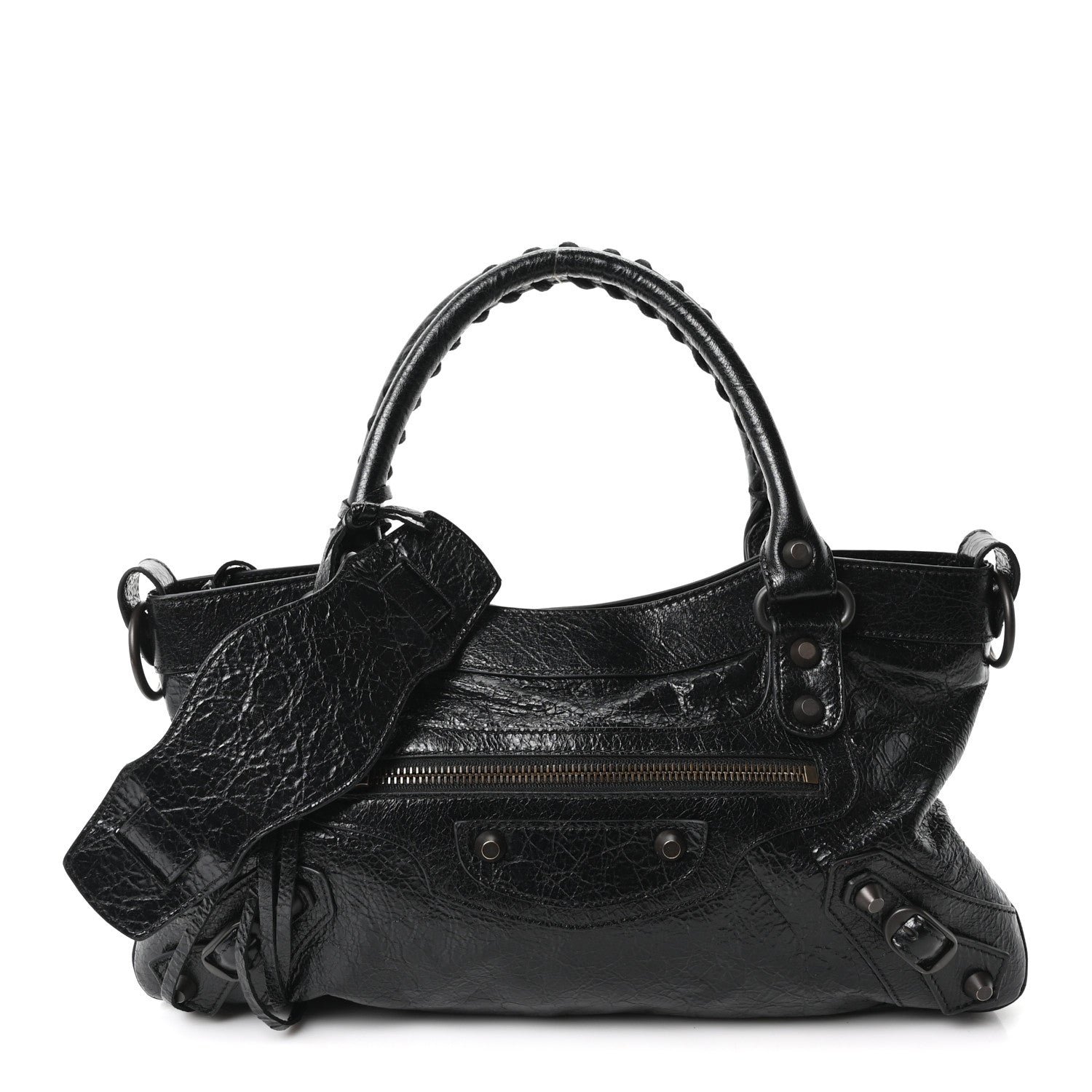 Balenciaga Agneau Arena Classic Hardware Le City First Bag Black