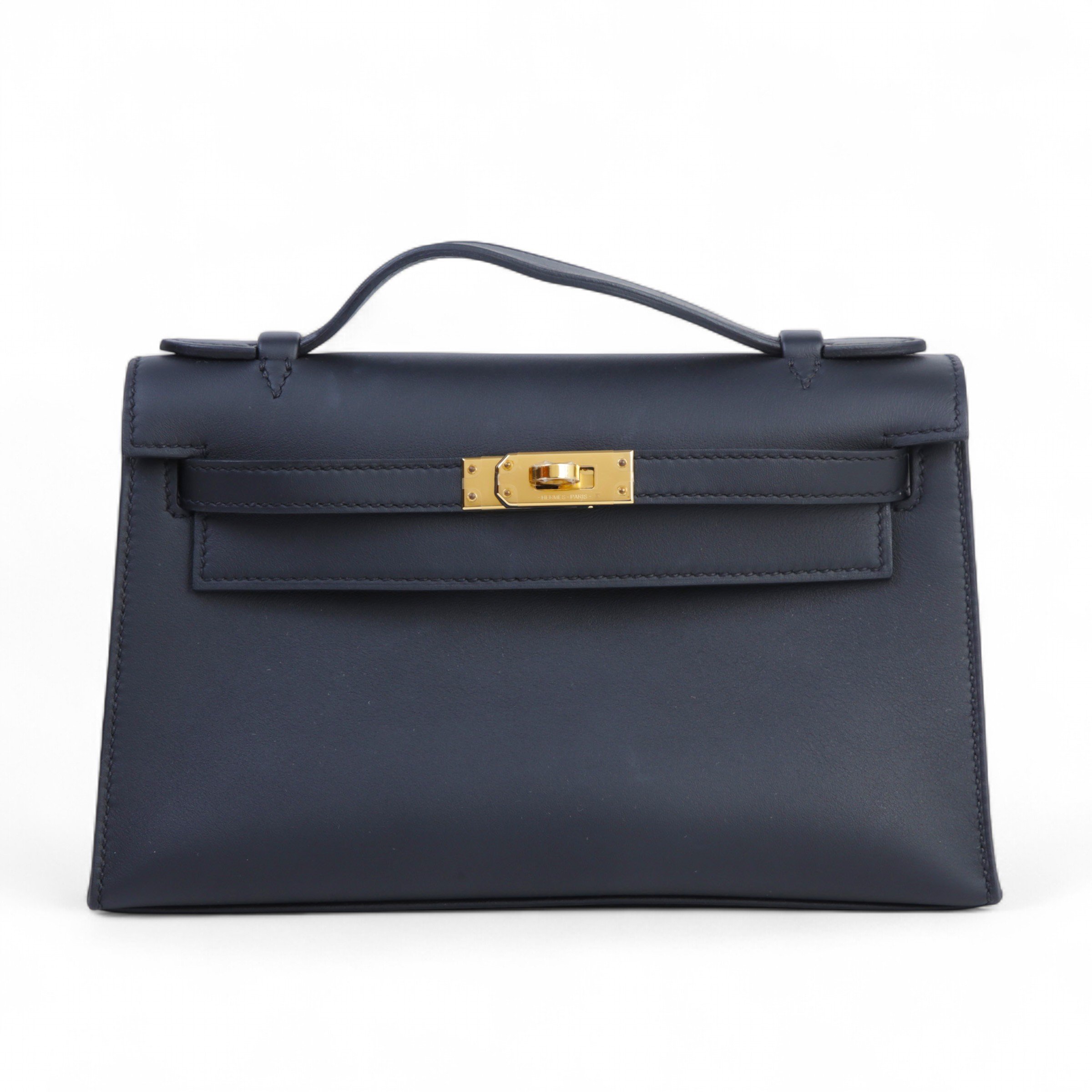Hermes Very Good ( Rank A)  HERMÈS  Kelly Pochette Noir (89) Swift Gold hardware W (2024)