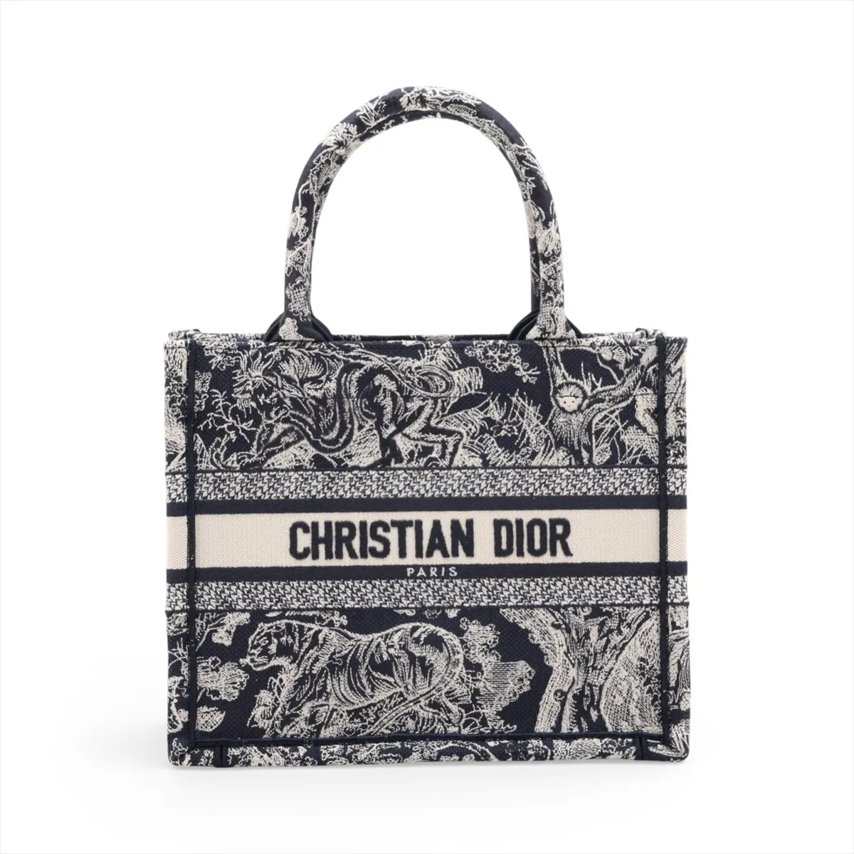 Christian Dior Toile Doo JUY Embroidery Book Tote Small canvas Tote bag Navy x w