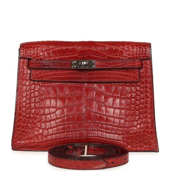 Hermes Vintage Hermes Kelly Danse Rouge H Matte Alligator Palladium Hardware