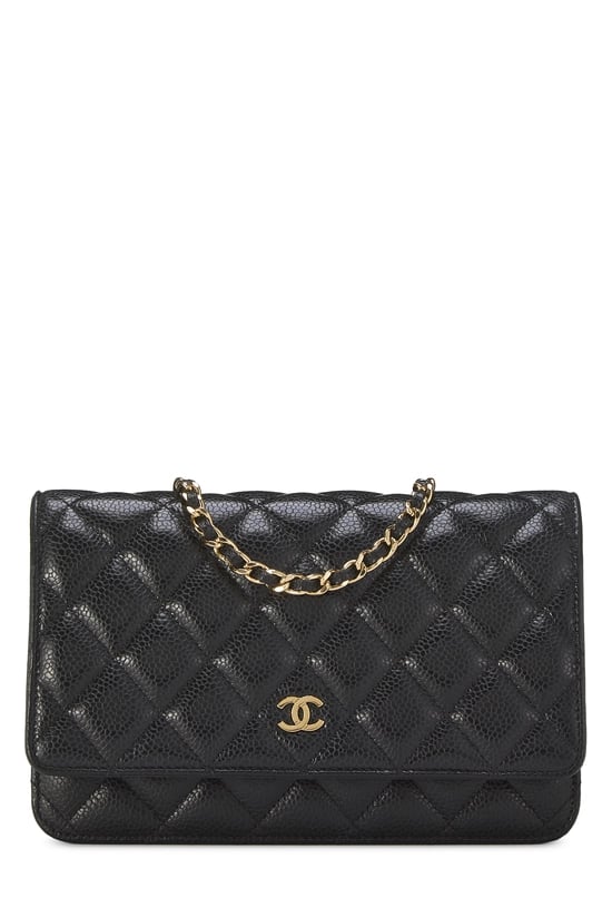 Black Caviar Classic Quilted Wallet On Chain (WOC)