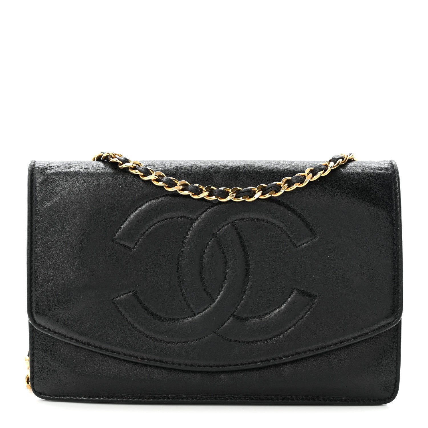 Chanel Lambskin Timeless CC Wallet On Chain WOC Black