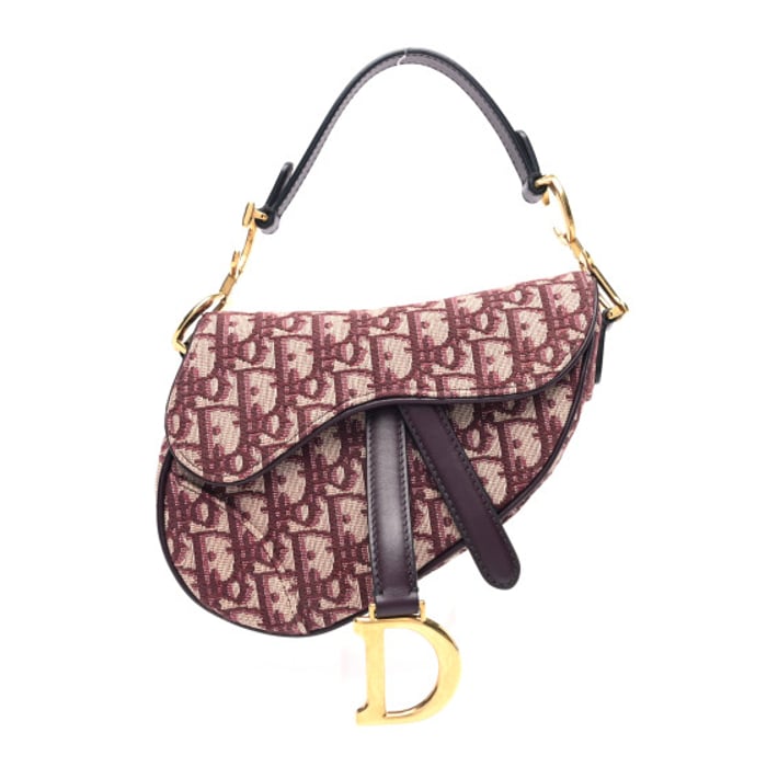 Dior Oblique Mini Saddle Bag Burgundy