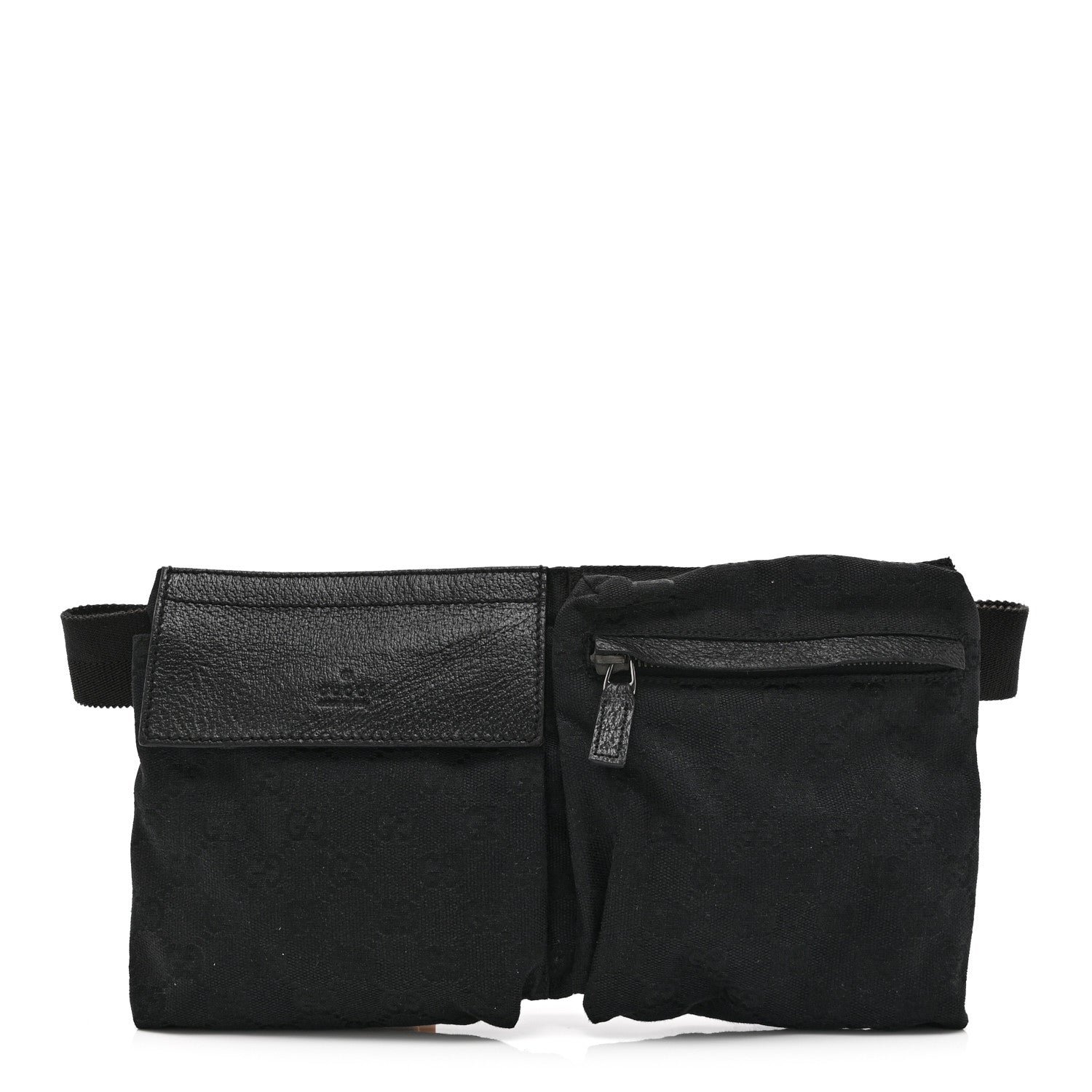 Gucci GG Monogram Double Pocket Belt Bag Black