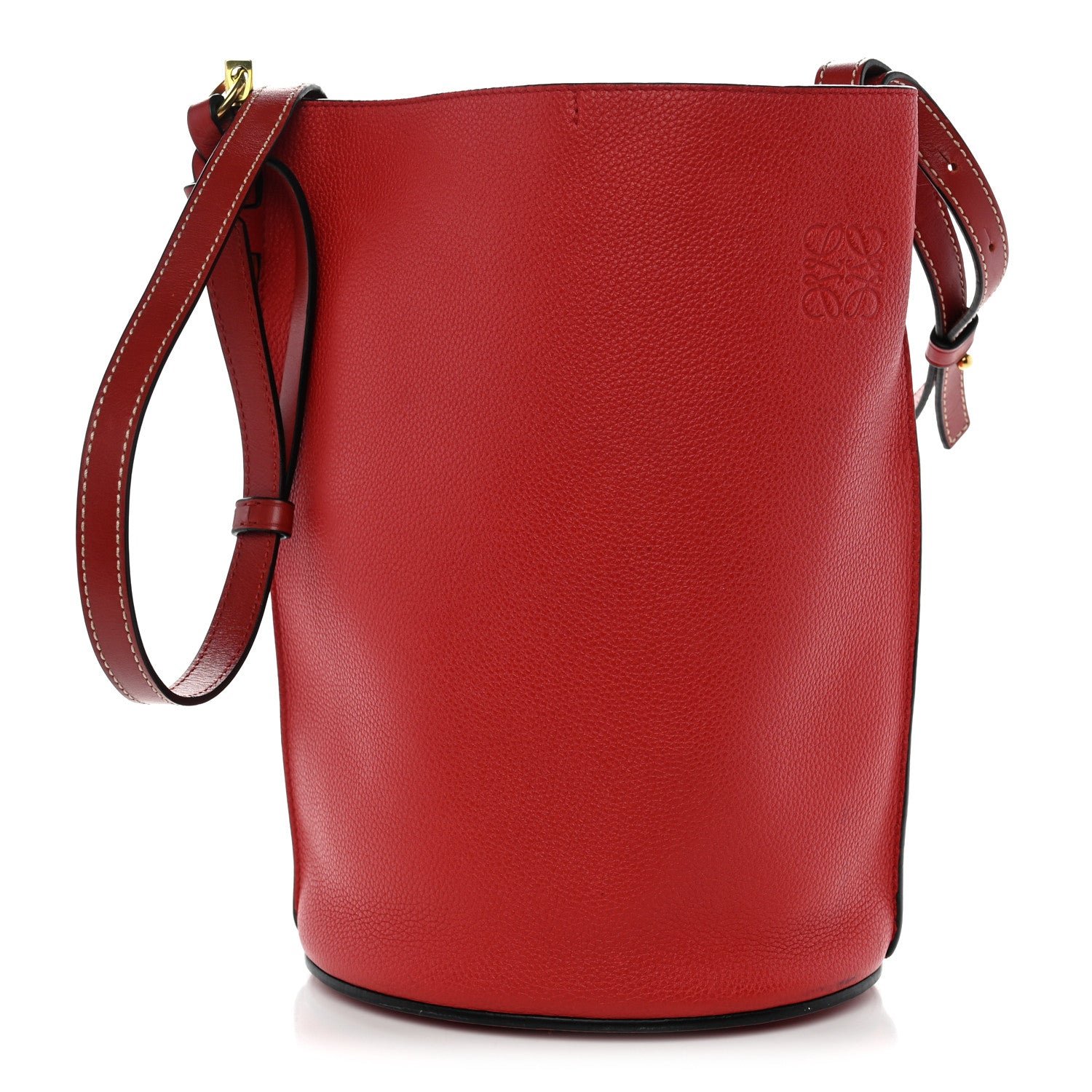 Loewe Calfskin Gate Bucket Bag Scarlet Burnt Red