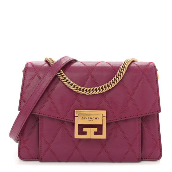 Givenchy Goatskin Quilted Small GV3 Shoulder Bag Orchid Purple