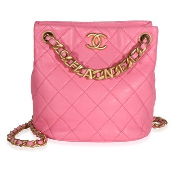 Leather Logo Chain Bucket Bag