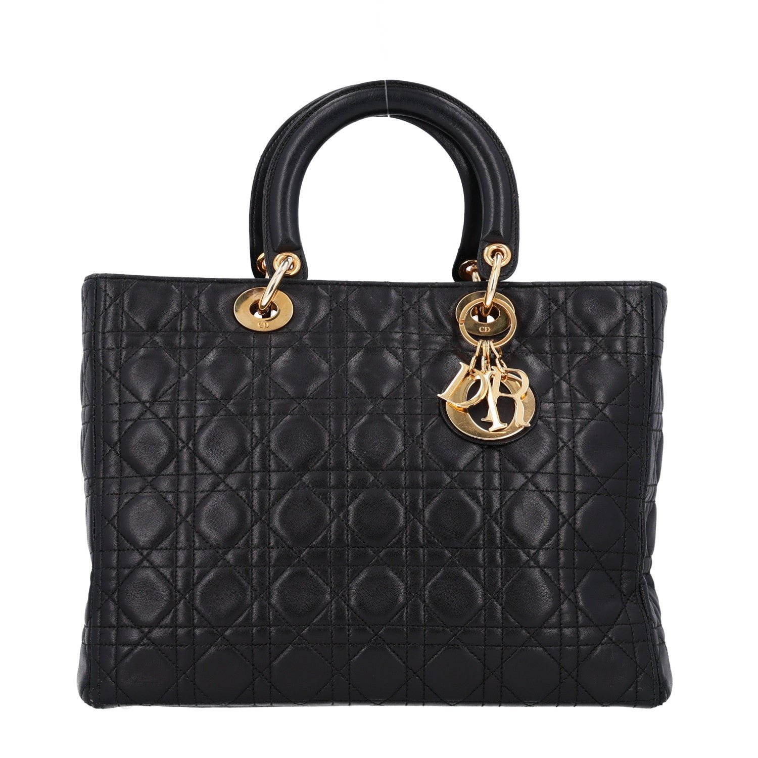 Christian Dior Lambskin Cannage Large Lady Dior Black
