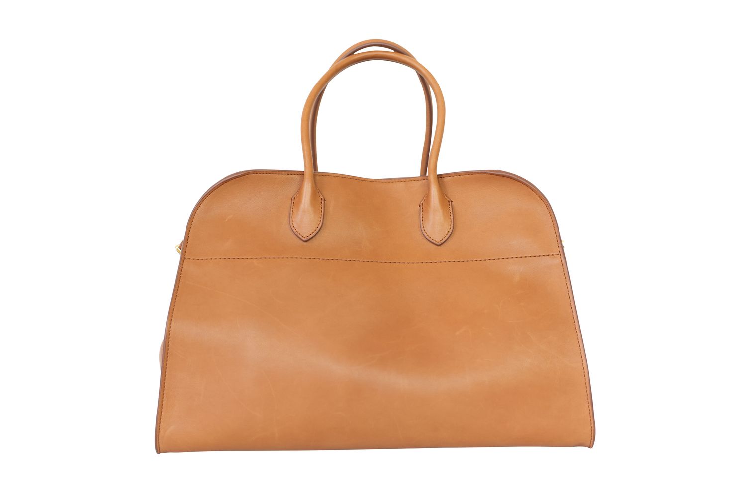 The Row The Row Soft Margaux 15 Bag, Tan Brown Leather and Gold Hardware, Preowned in Dustbag WA001
