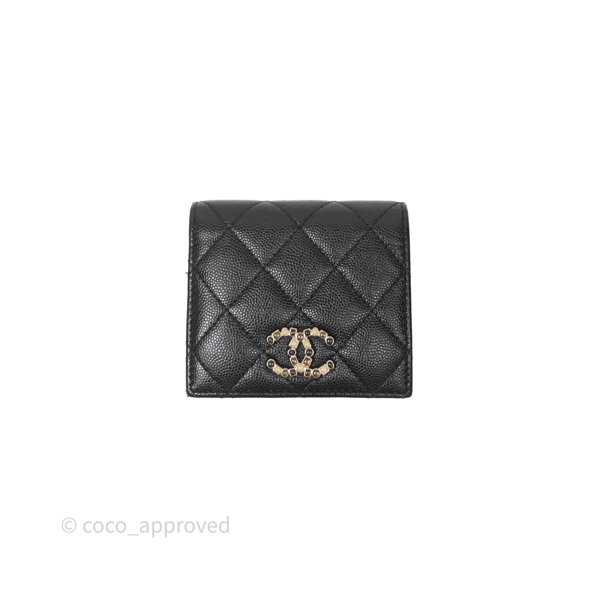 Chanel Quilted Flap Wallet Black Caviar Gold Hardware