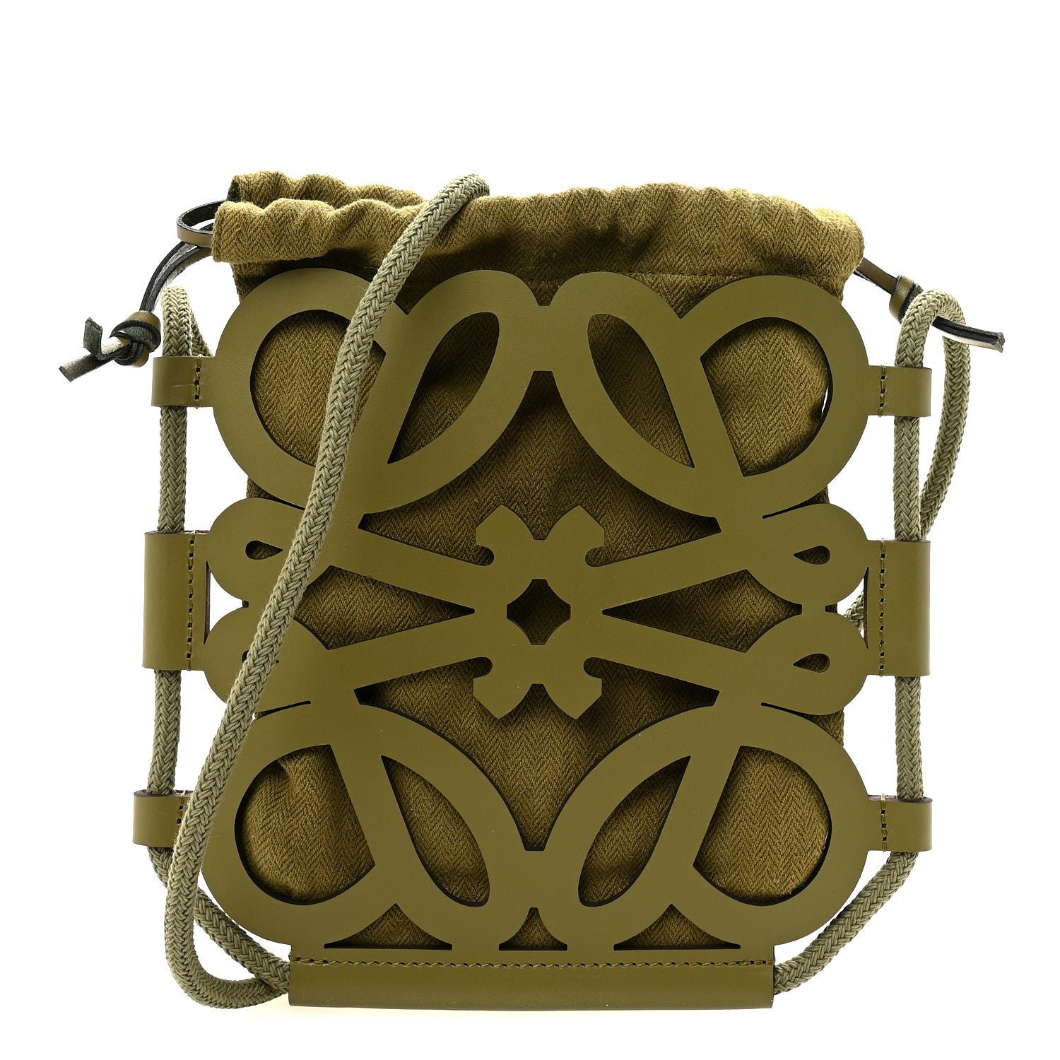 Loewe Loewe Smooth Calfskin Paula's Ibiza Small Anagram Cutout Tote Olive
