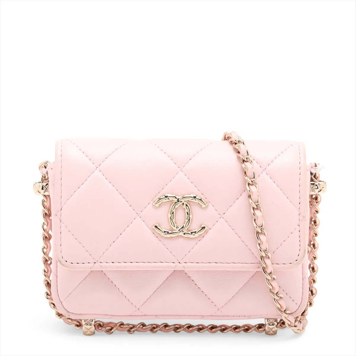 Chanel Matelasse Lambskin Chain Shoulder Bag Pink Gold Metal Fittings 32 Series