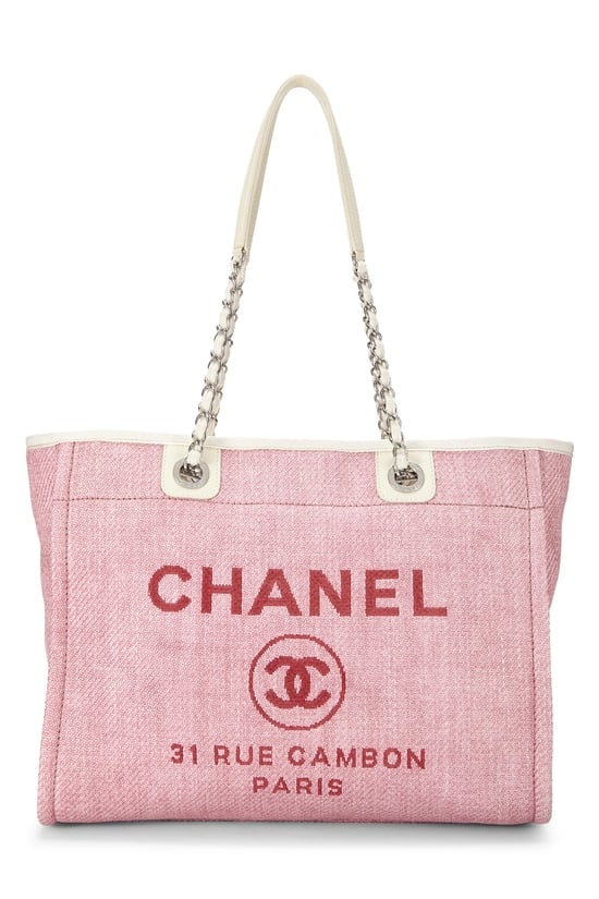 Pink Raffia Deauville Shopping Tote Small