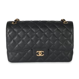 Chanel Chanel Black Quilted Caviar Jumbo Classic Double Flap Bag