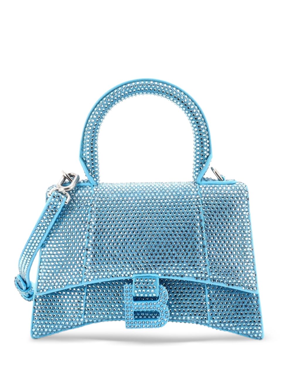 Hourglass Top Handle Bag Suede with Crystals XS crossbody bag