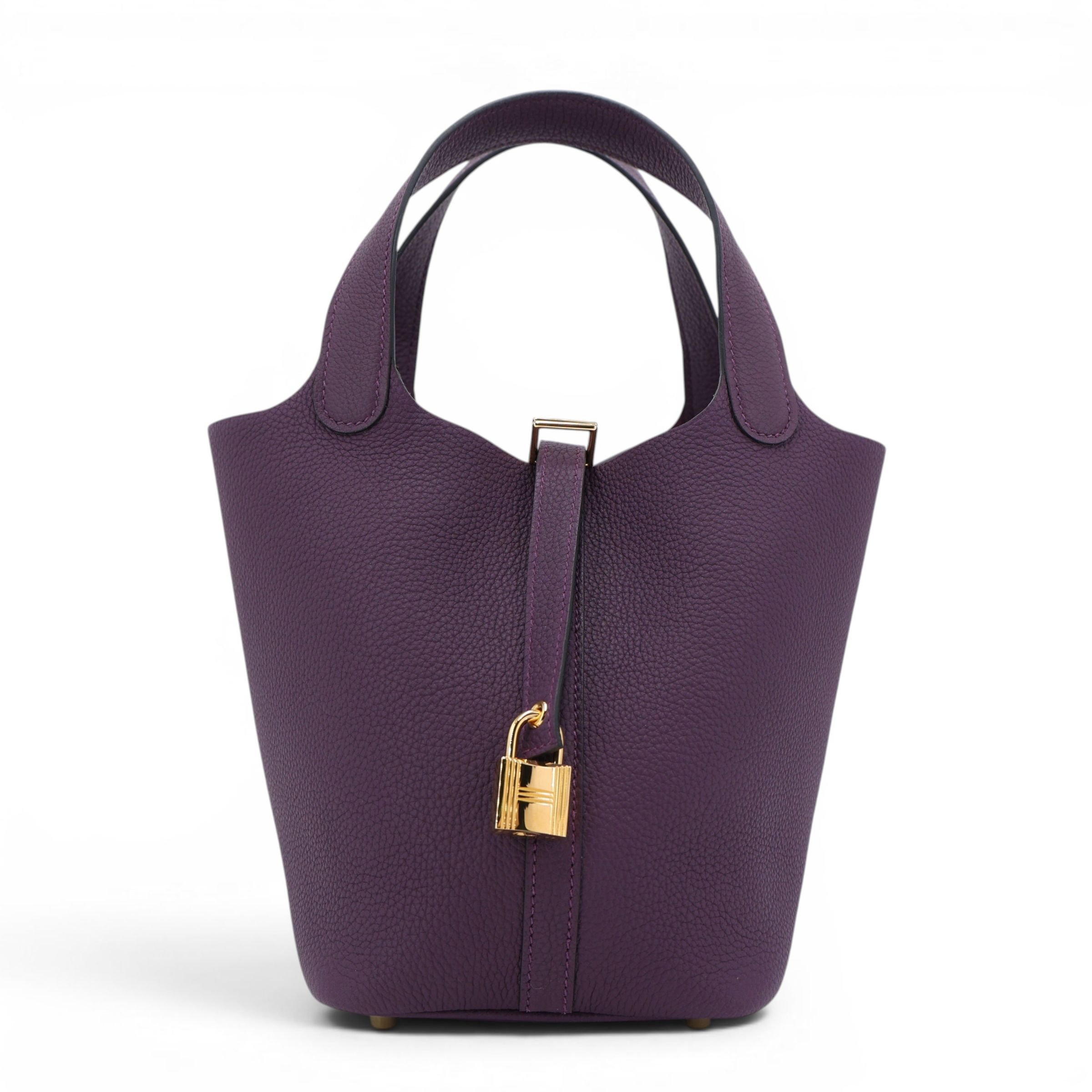 Excellent ( Rank SA ) HERMÈS Picotin Lock PM Cassis (N5) Clemence Gold hardware B (2023)