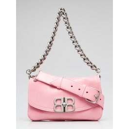 Balenciaga Balenciaga Sweet Pink Leather BB Soft Flap Small Crossbody Bag