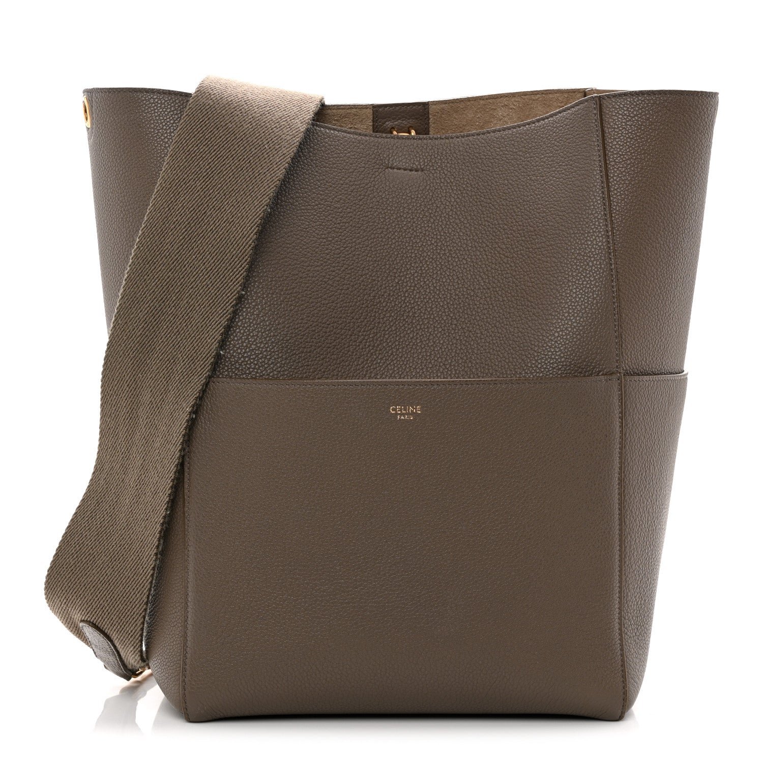 Celine Soft Grained Calfskin Sangle Bucket Bag Taupe