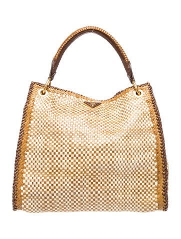 Madras Leather Top Handle Bag