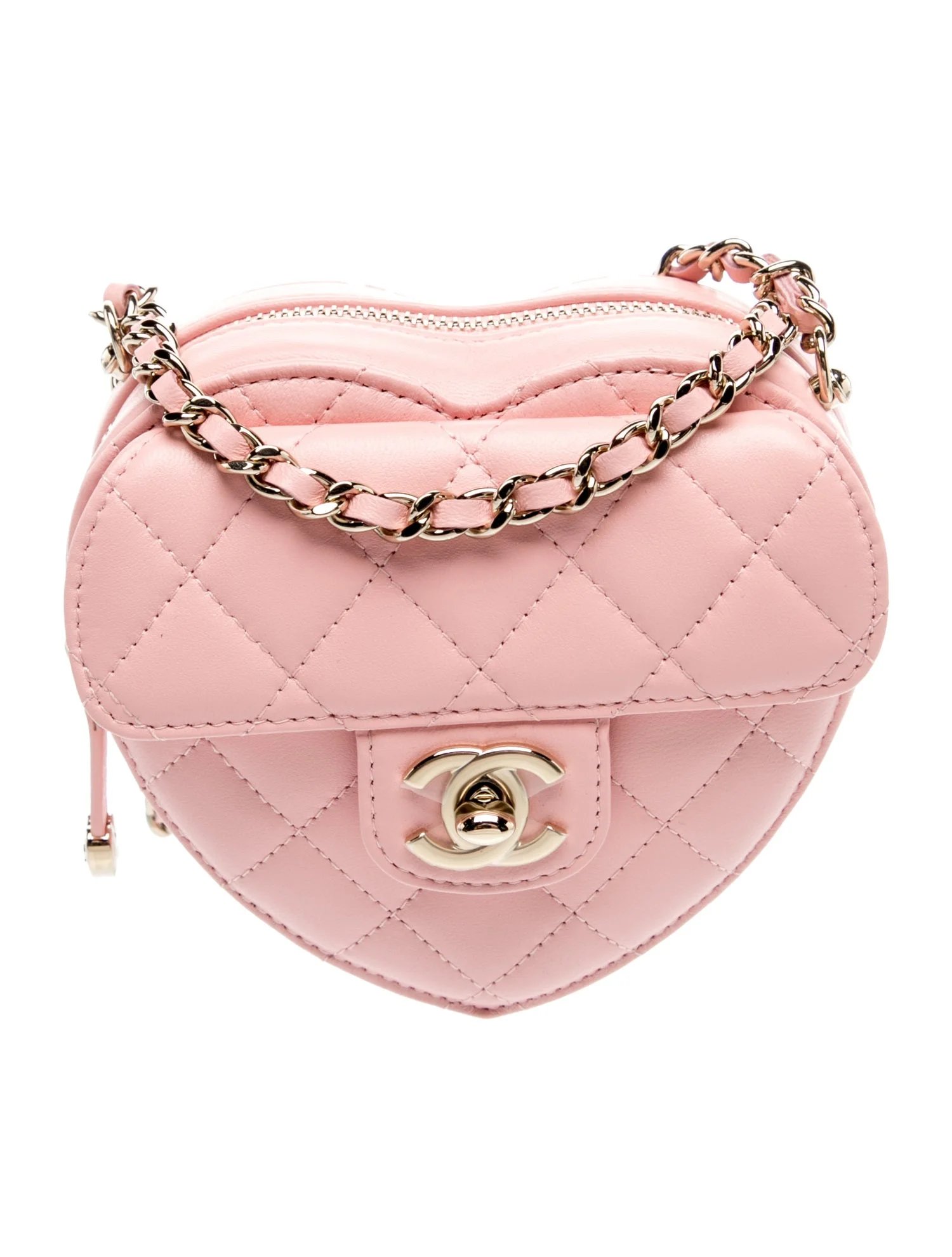 Mini CC In Love Heart Clutch w/ Chain w/Tags