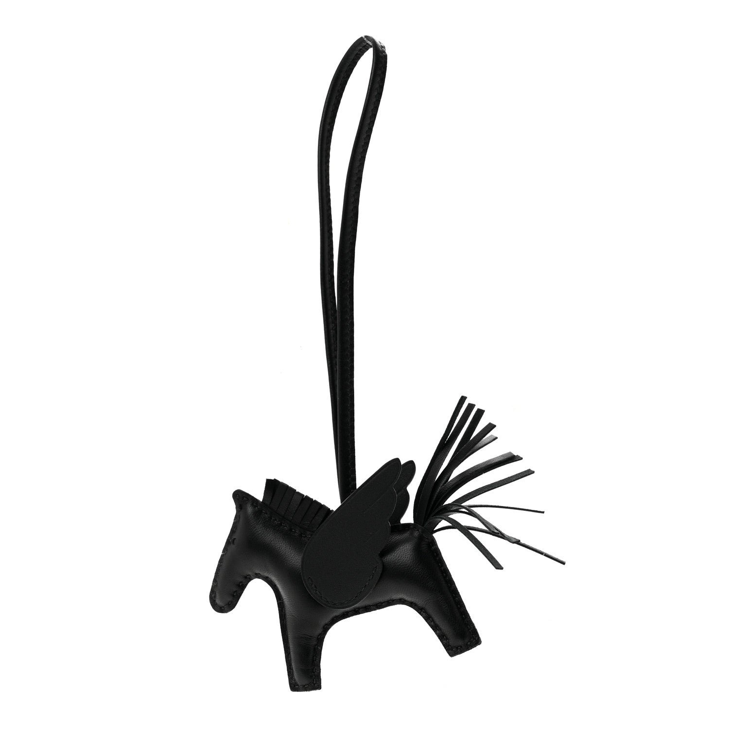 Hermes Milo Lambskin Grigri Rodeo Pegase Horse Bag Charm PM So Black