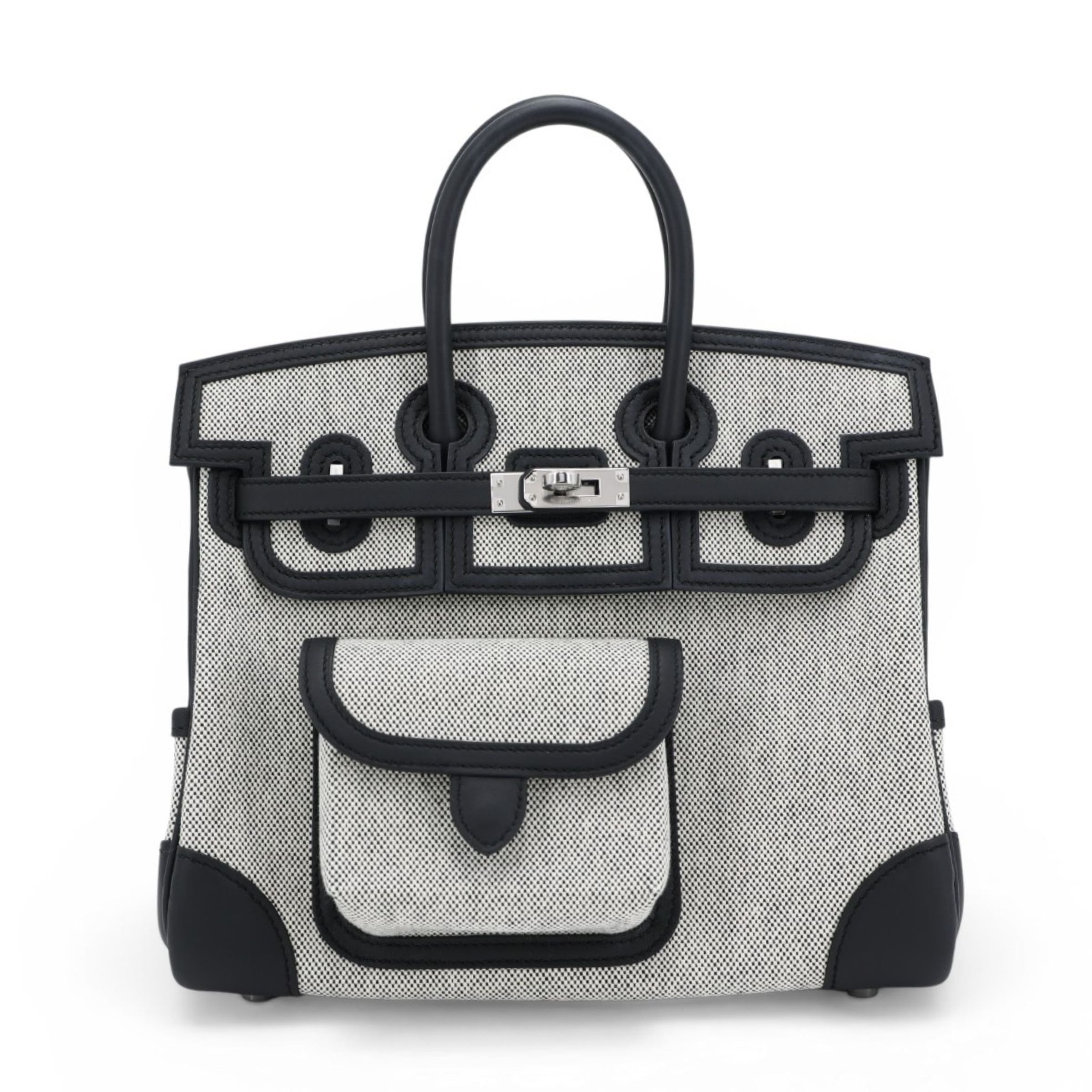 Brand New ( Rank N ) HERMÈS Limited Edition Birkin Cargo 25 Noir (89) Ecru Toile H canvas Swift Palladium hardware K (2025)