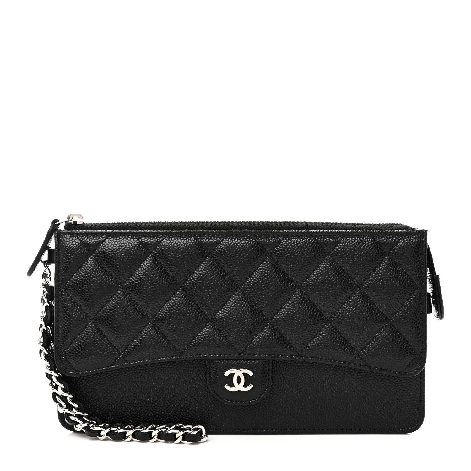 Chanel Caviar Quilted Classic Pouch With Handle Black