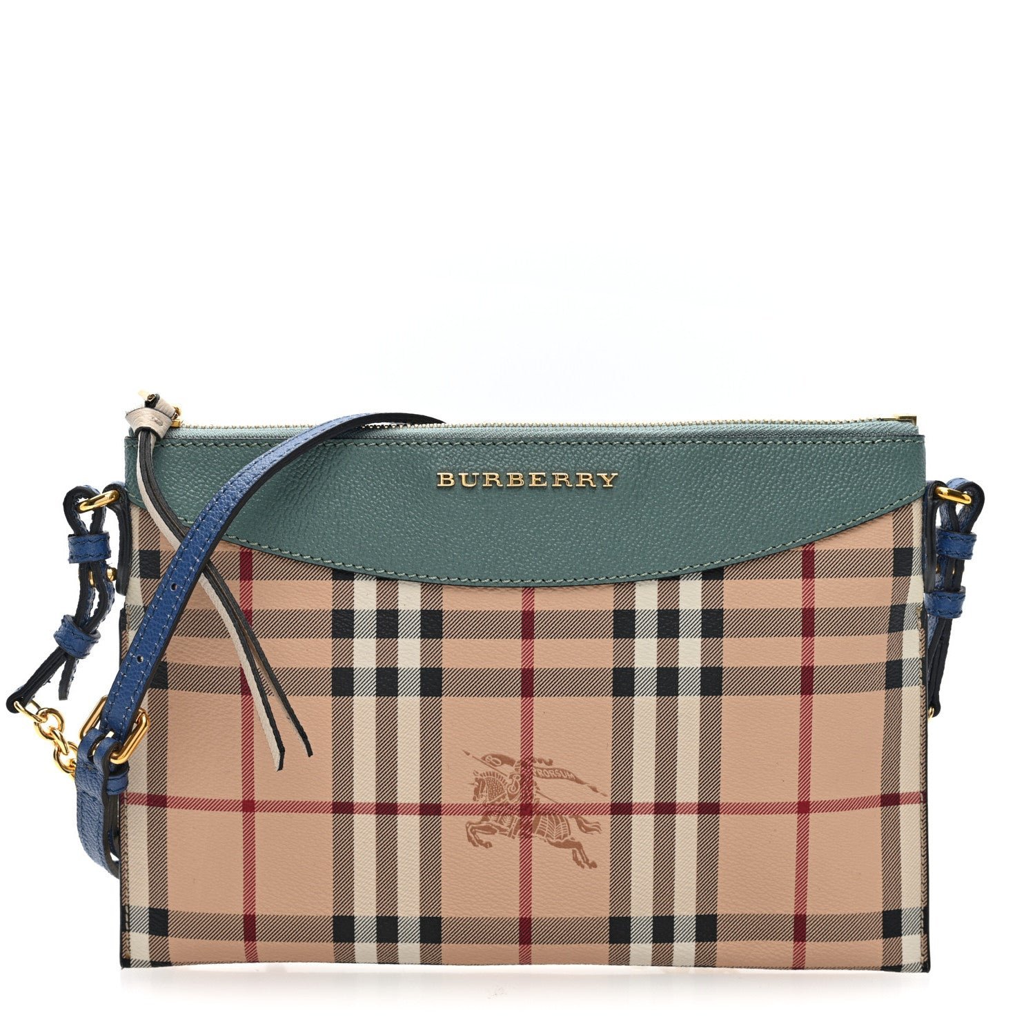Burberry Haymarket Check Derby Peyton Crossbody Clutch Bag Eucalyptus Green