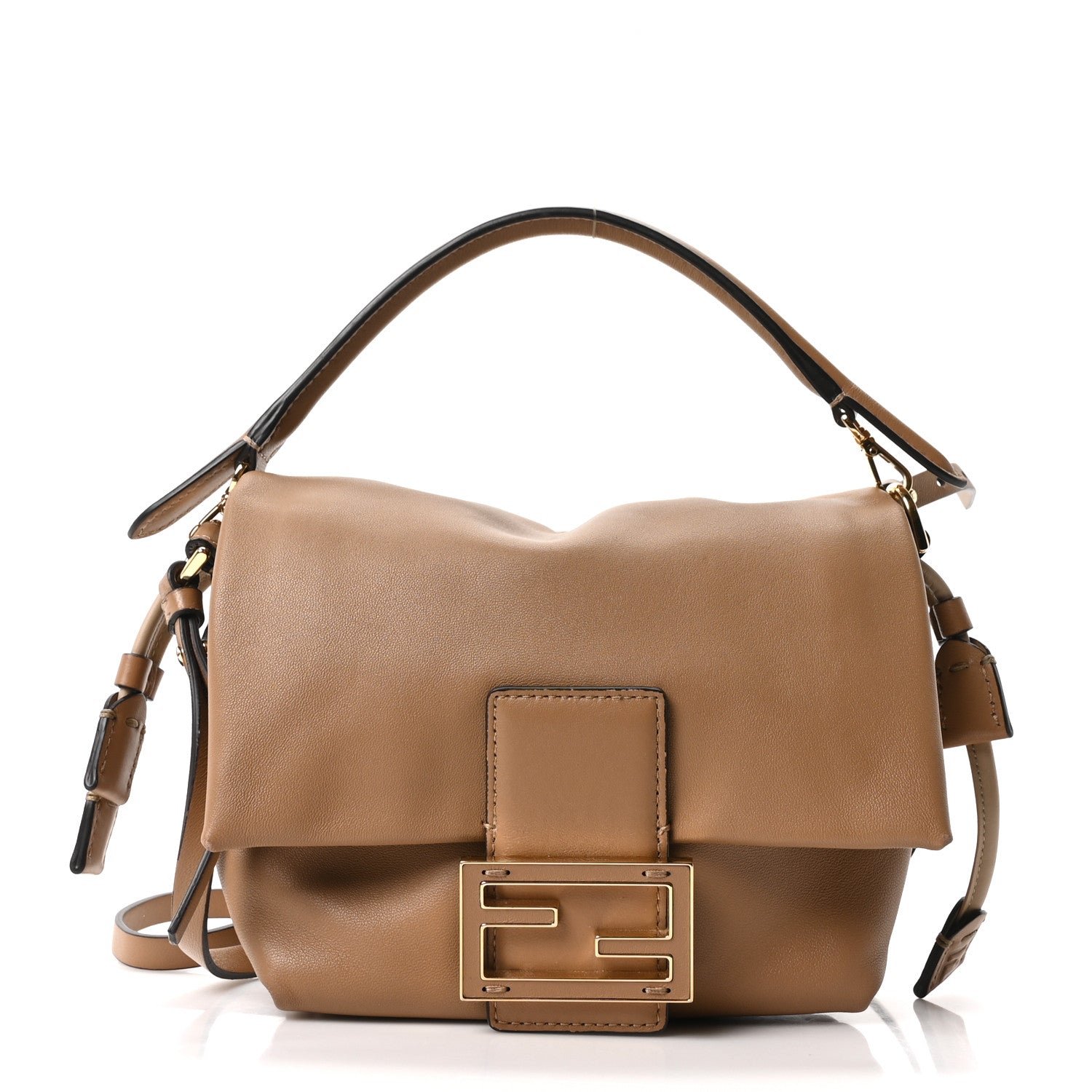 Fendi Shiny Nappa Small Mamma Baguette Cappuccino