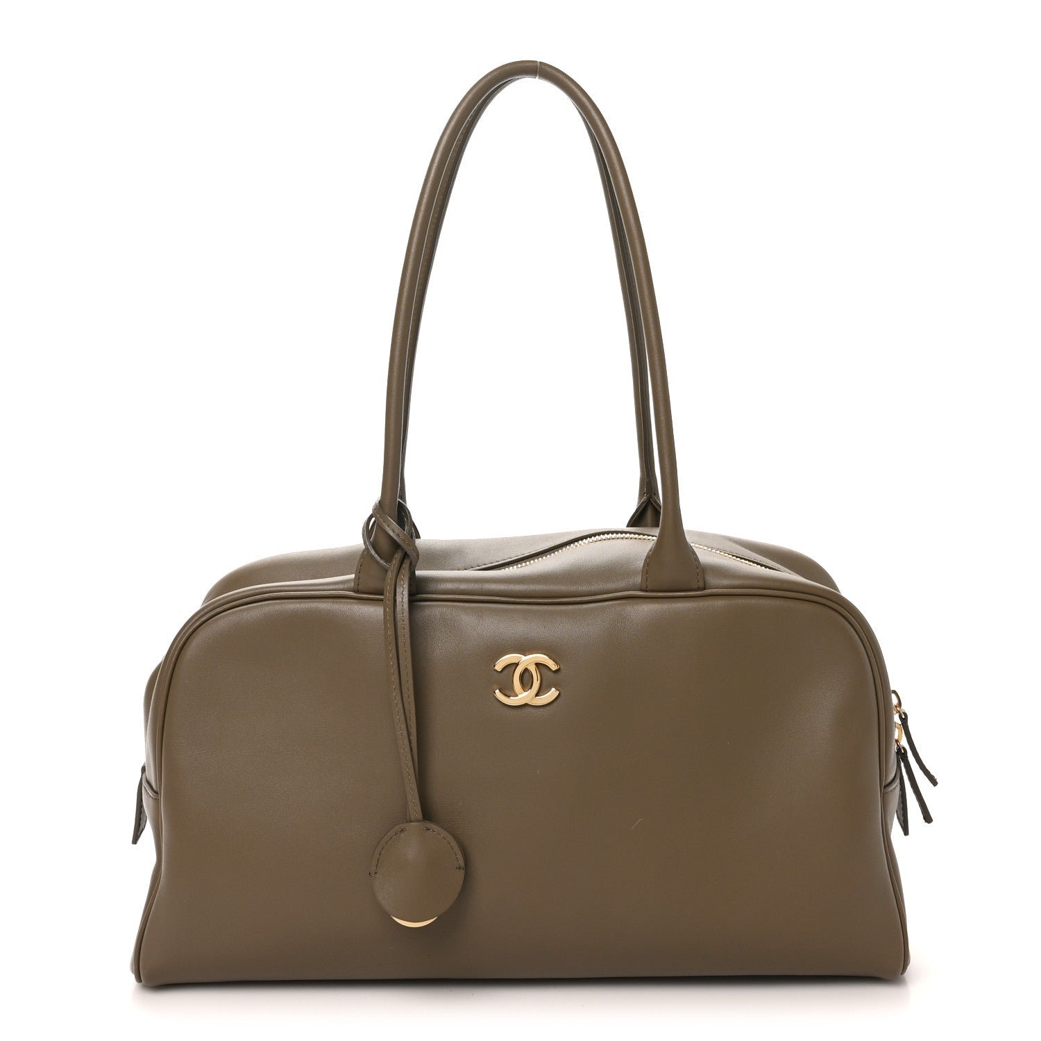 Chanel Calfskin Large Perfect Bowling Bag Dark Khaki