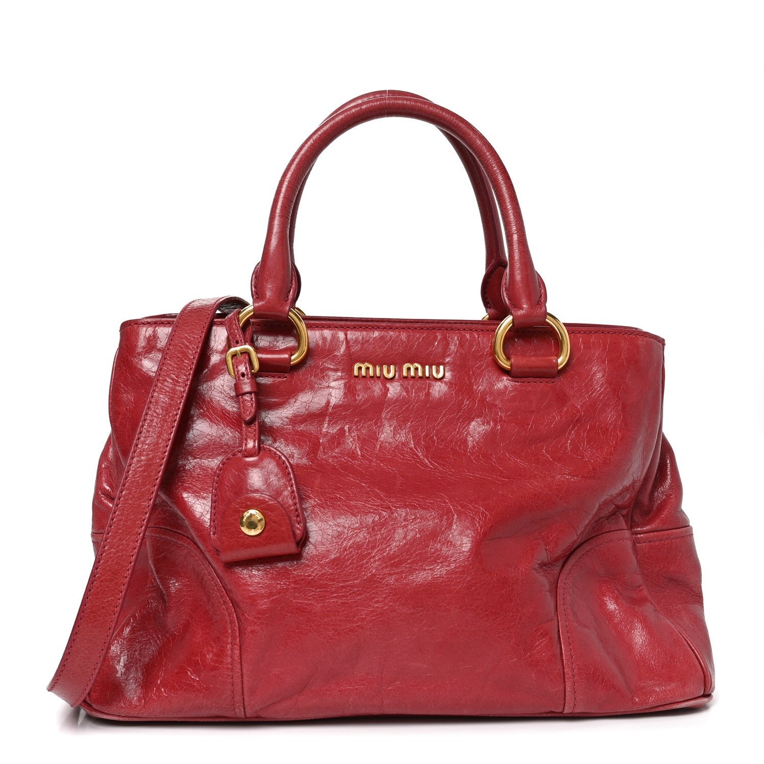 Miu Miu Vitello Shine Top Handle Satchel Pink