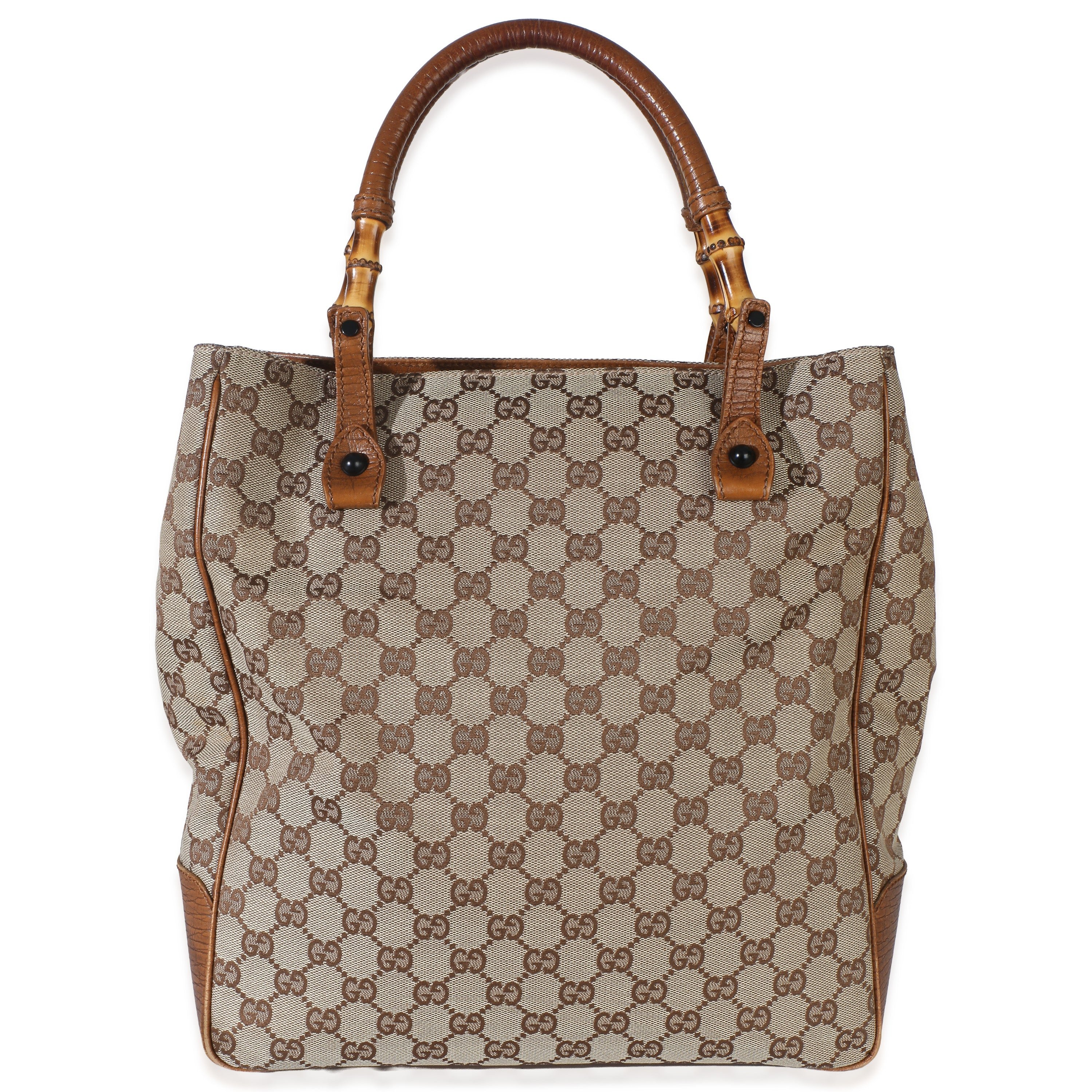 Brown GG Monogram Canvas Bamboo Tote