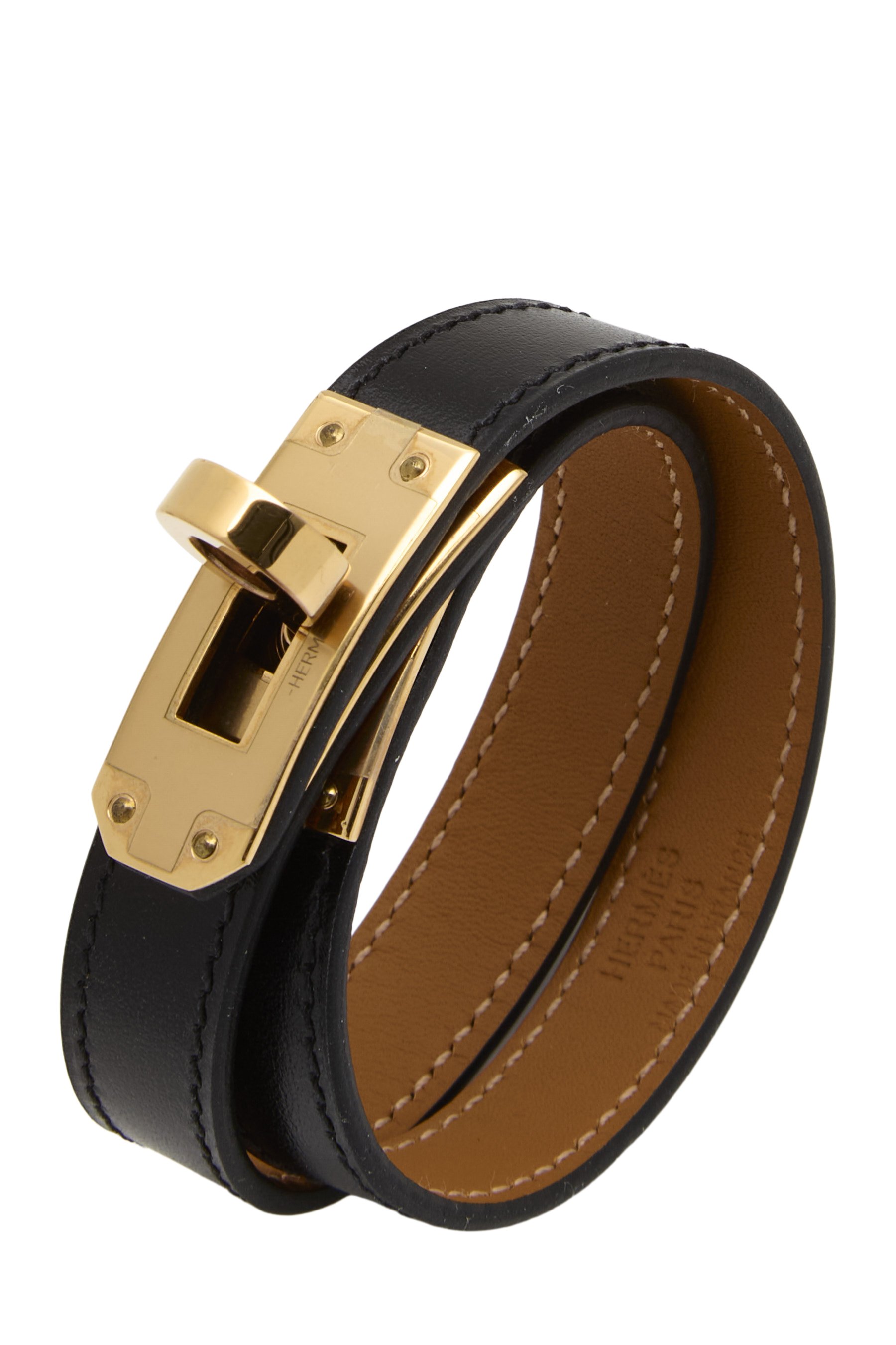 Black Calfskin Kelly Double Tour Bracelet