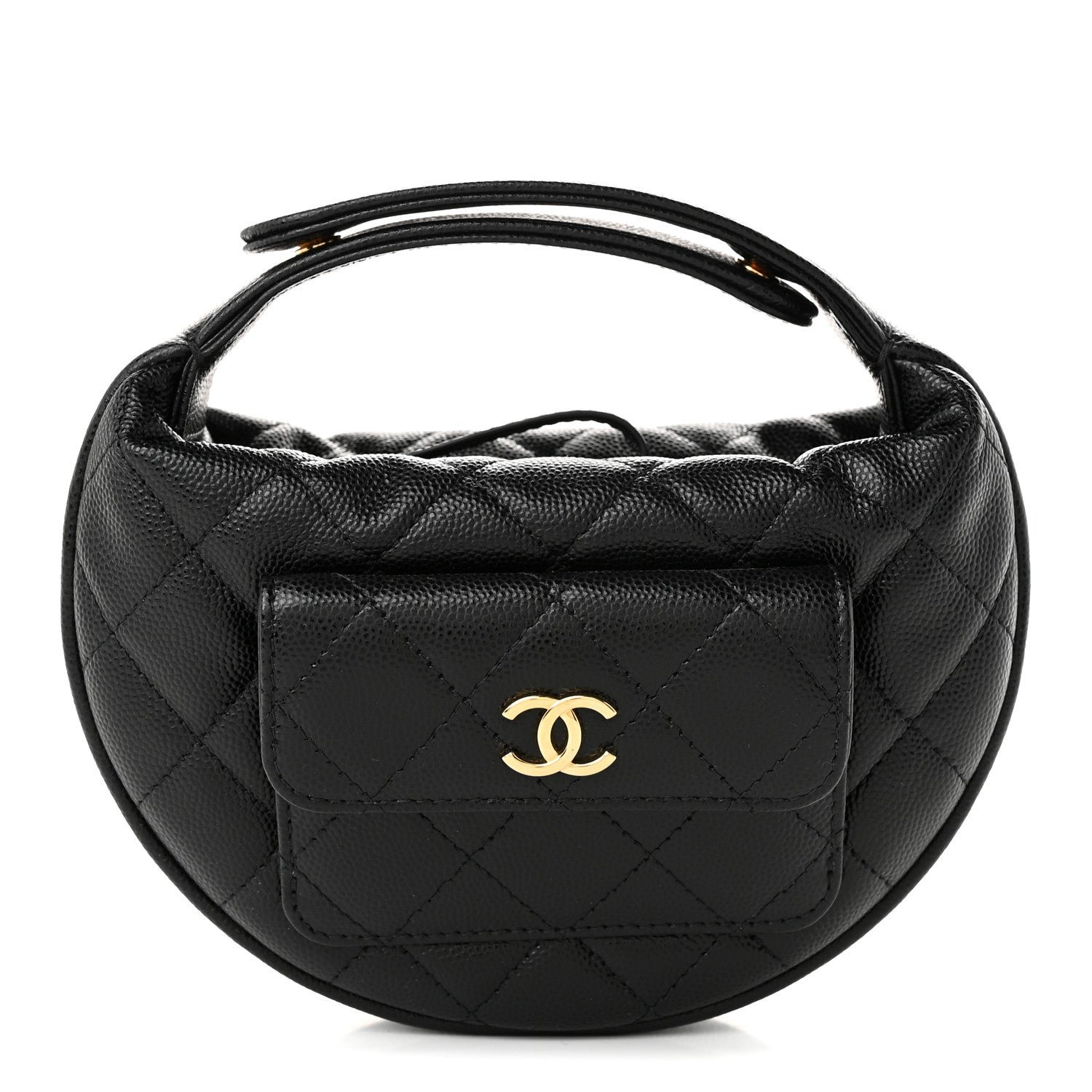 Chanel Caviar Quilted Polly Pocket Pouch Hobo Black