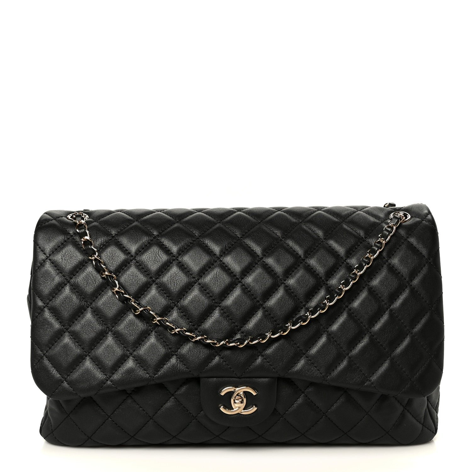 Chanel Calfskin Quilted Small XXL Travel Flap Bag Black